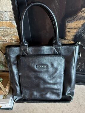 Bodhi Black Leather Tote Bag
